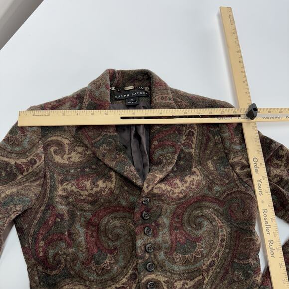 Ralph Lauren Blazer Womens 6 Paisley Wool Made USA Union Jacket Vintage 90s - Picture 8 of 9